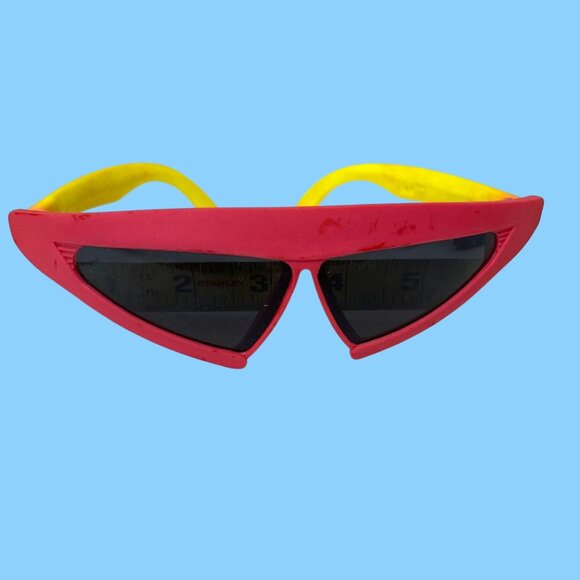 Retro Futuristic Back to the Future ll Movie Sunglasses Solar Shades Pink Yellow - Picture 2 of 9